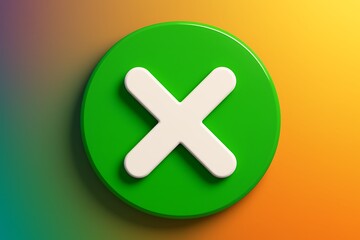 Fototapeta premium Green circle with white cross mark symbol