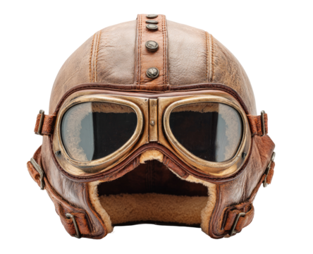 Vintage aviator leather helmet with goggles