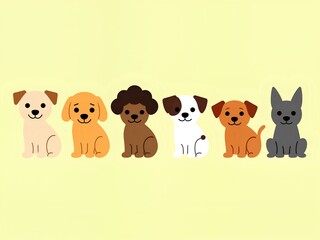 Naklejka premium Line of Simple Dog Icons