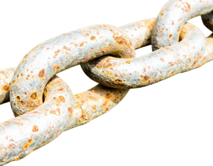 Close up view of a rusty metal chain with weathered texture and industrial pattern