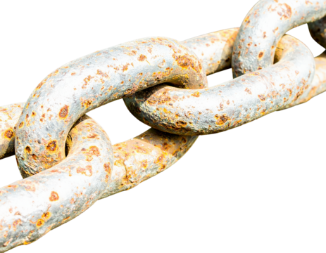 Close up view of a rusty metal chain with weathered texture and industrial pattern - Powered by Adobe