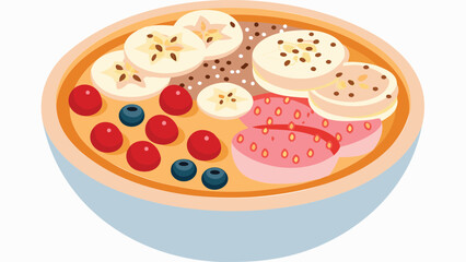 A vibrant bowl of oatmeal topped with fresh berries sliced bananas and strawberries for a healthy treat