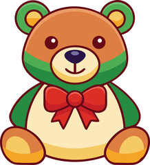 Obraz premium Cute Toy Teddy Bear Christmas Bow Illustration.