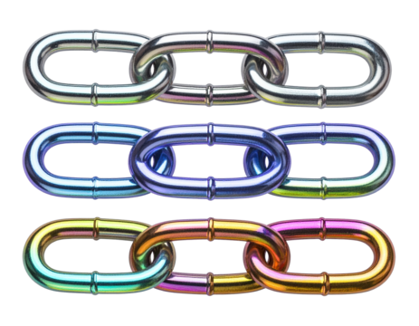 Colorful metallic chain links illustration isolated on white background - Powered by Adobe