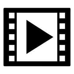 Obraz premium Play sign inside film strip frame silhouette vector illustration