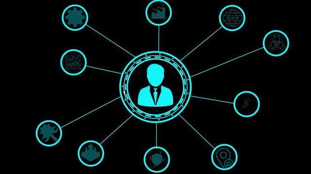 Animation of network of connections with people icons with glowing spots Social networking service concept .Global communication, - Powered by Adobe