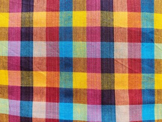 Loincloth multicolor woven handmade Thai traditional fashion fabric textile seamless original pattern style wallpapers backgrounds and textures design.	