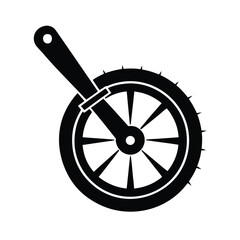 Fototapeta premium Silhouette of a pizza cutter wheel on white background Vector illustration