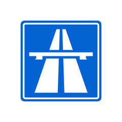 Highway signs blue traffic symbols indicate vector template