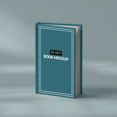 Realistic Hardcover Book Mockup Set – 3D Rendered Front, Spine, and Perspective Views with Teal Cover – PSD Templates for Branding and Presentation Design.