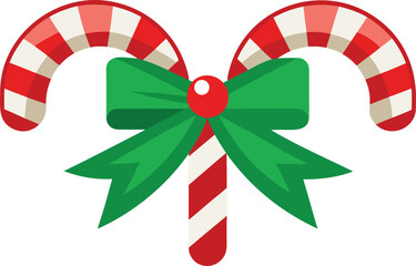 Festive Christmas Candy Cane Bow Illustration.