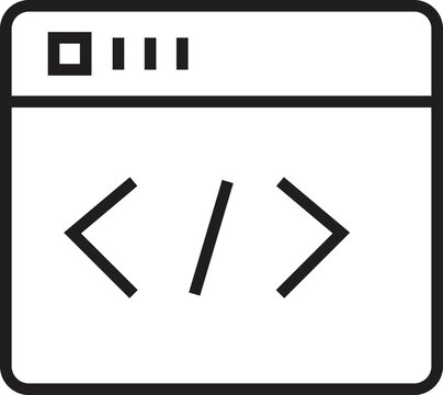 Code editor window icon representing programming or software development with transparent background