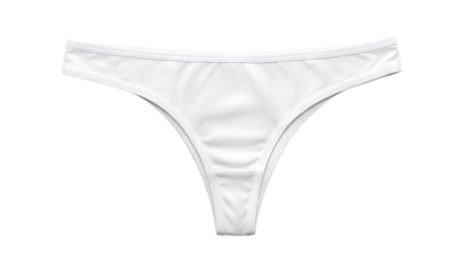 White thong underwear isolated on transparent background, flat lay. A blank seamless panties mockup. Lingerie, apparel, clothing. Template for fashion, design. PNG