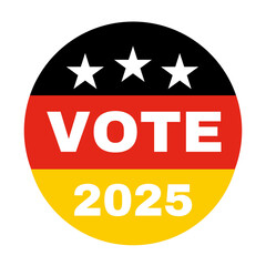 Badge for vote 2025, Germany election vote button, vote icon symbol, Germany flag logo election vote stamp. Vote Stamp,made in germany, 