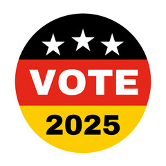 Badge for vote 2025, Germany election vote button, vote icon symbol, Germany flag logo election vote stamp. Vote Stamp,made in germany, 
