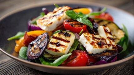 Grilled cheese and veggie salad