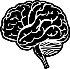 Human Brain Vector Illustration in Black and White