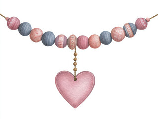 Obraz premium Decorative wooden bead garland in pastel tones