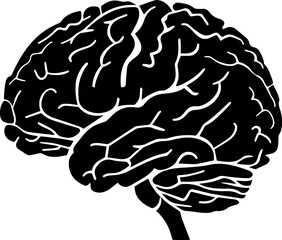 Human Brain Vector Illustration in Black and White