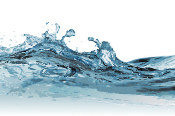 Vector illustration of a dynamic blue water splash with turbulent waves and droplets.
