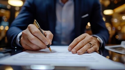 Businessman taking business questionnaire: Questionnaire with checkboxes, filling survey form online, answering questions of a test. Survey form concept.