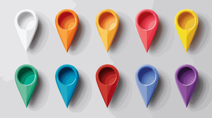 A vibrant collection of location pin icons displayed in an organized array, each featuring a distinct and eye-catching color variation.