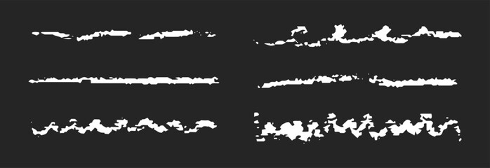 Obraz premium Swift crossed and wavy underlines. Lines by pen, pencil, marker. Pastel chalk curves. Vector charcoal strokes isolated on black background.
