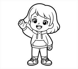 Chibi Girl Standing with Hands in Hoodie