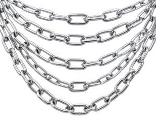 Shiny metal chains isolated on white background for design and illustration