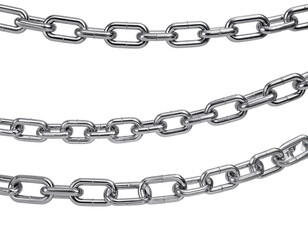 Obraz premium Three metallic chains isolated on a transparent background