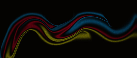 Stunning abstract wave design with vibrant red, yellow, and blue colors on a sleek black backdrop
