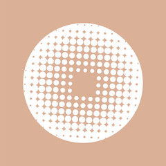 Halftone design element, circular halftone dot pattern. Specks, vector circle gradient. Modern circle design in polygraphic style. Printing pattern.