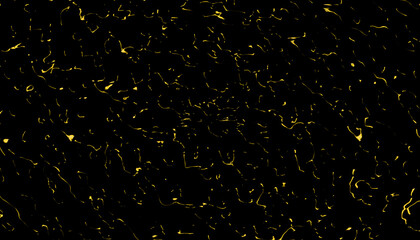 Yellow Abstract Lines and Spots on Black Background with Energetic Texture