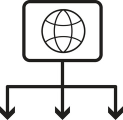 Digital infrastructure icon representing global system management or cloud network with transparent background