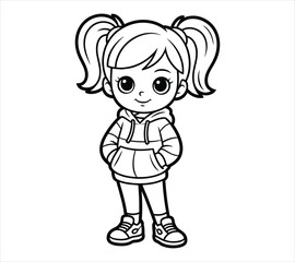 Minimalist Girl Character for Coloring