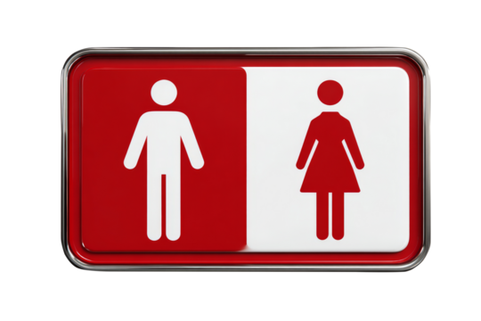 Restroom or toilet sign for male and female isolated on transparent background.
