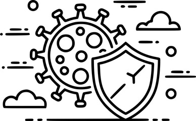Obraz premium virus protection icon line art vector illustration 