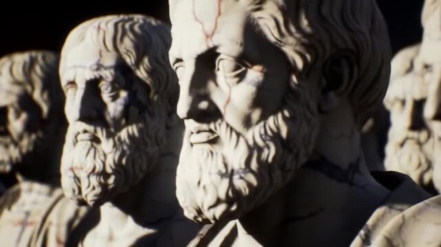 Slow Pan Over Marble Busts of Pre-Socratic Philosophers &ndash; Animated Classical Sculpture With Subtle Music Ambience

