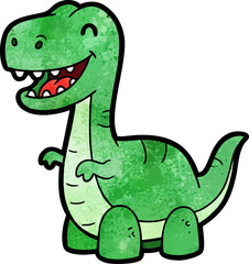 Naklejka premium Childs Drawing of a Green Dinosaur Toy