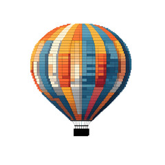 Obraz premium Whimsical pixel art hot air balloon floating dreams on a journey with a on transparent background