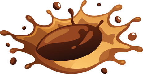 Realistic Coffee Liquid Splash Icon Vector.