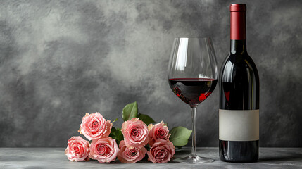 red wine and roses