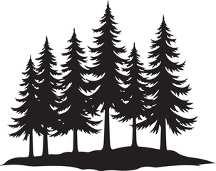 Dense Pine Tree Forest Silhouette Vector

Black and White Evergreen Woods Illustration

Conifer Tree Cluster Forest Artwork