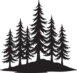 Dense Pine Tree Forest Silhouette Vector

Black and White Evergreen Woods Illustration

Conifer Tree Cluster Forest Artwork