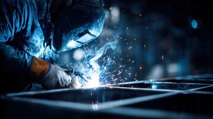 Industrial welder at work