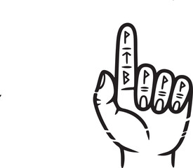 Mystical Hand Outline Icons with Runes &ndash; Black and White Esoteric Vector Collection