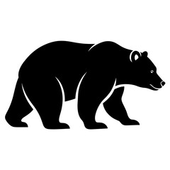 Fototapeta premium Black bear silhouette vector illustration, walking bear icon, animal logo or emblem for conservation or wildlife organization, Isolated on transparent background, png