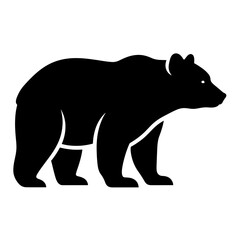 Obraz premium Black bear silhouette, side view, walking, vector illustration, for logo or icon, Isolated on transparent background, png