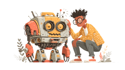 Cartoon vector of a cheerful boy engaged in fun and educational daily tasks, designed for digital art, UI mockups, and web platforms. High-quality flat vector illustration with customizable design.