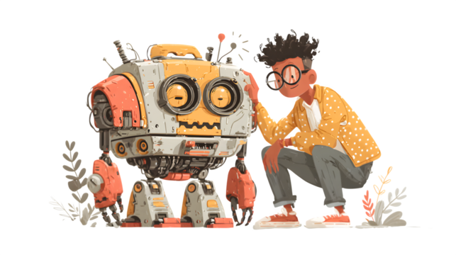 Cartoon vector of a cheerful boy engaged in fun and educational daily tasks, designed for digital art, UI mockups, and web platforms. High-quality flat vector illustration with customizable design.